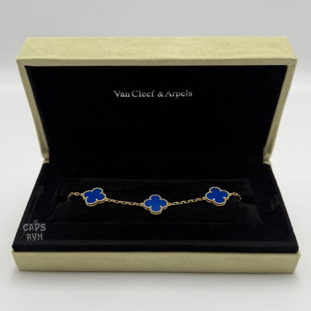 PULSERA TIPO VAN CLEEF DORADA - AZUL
