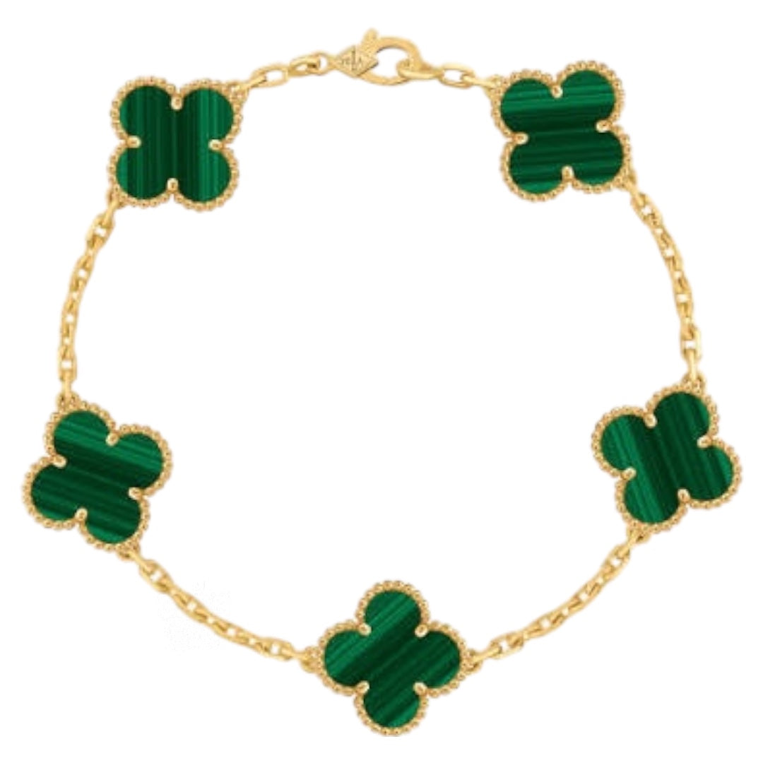 PULSERA TIPO VAN CLEEF DORADA - VERDE