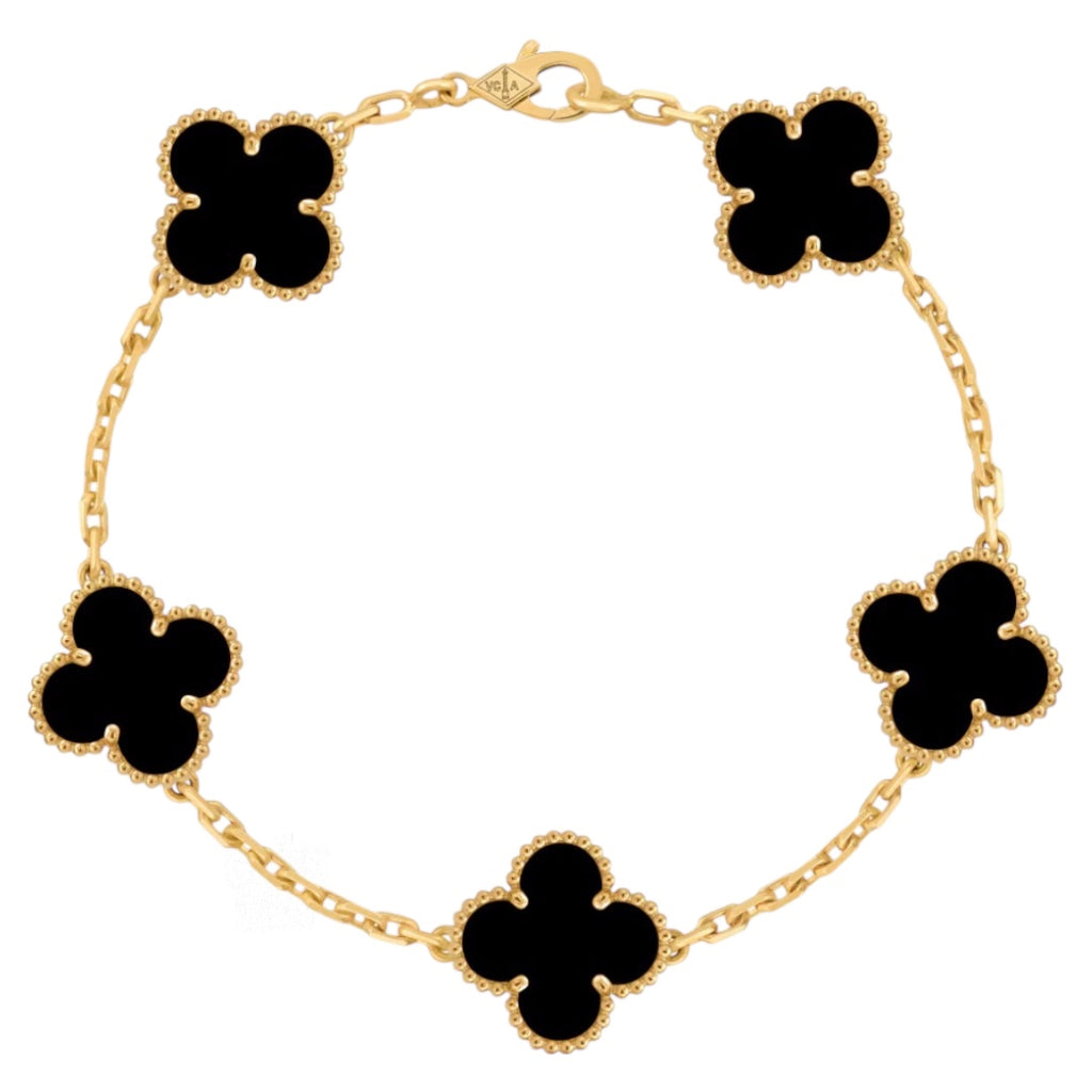 PULSERA TIPO VAN CLEEF DORADA - NEGRA