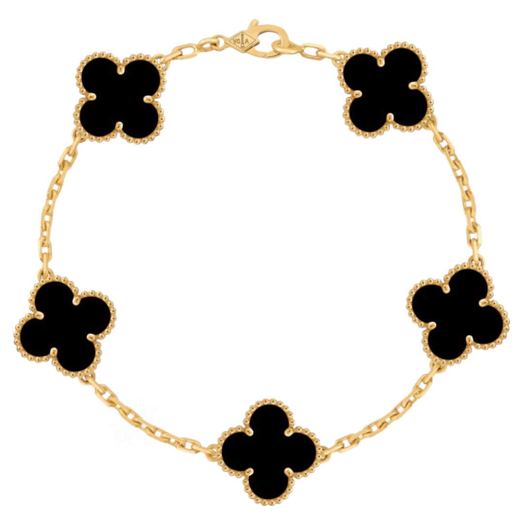 PULSERA TIPO VAN CLEEF DORADA - NEGRA