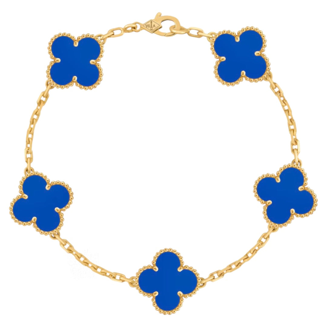 PULSERA TIPO VAN CLEEF DORADA - AZUL