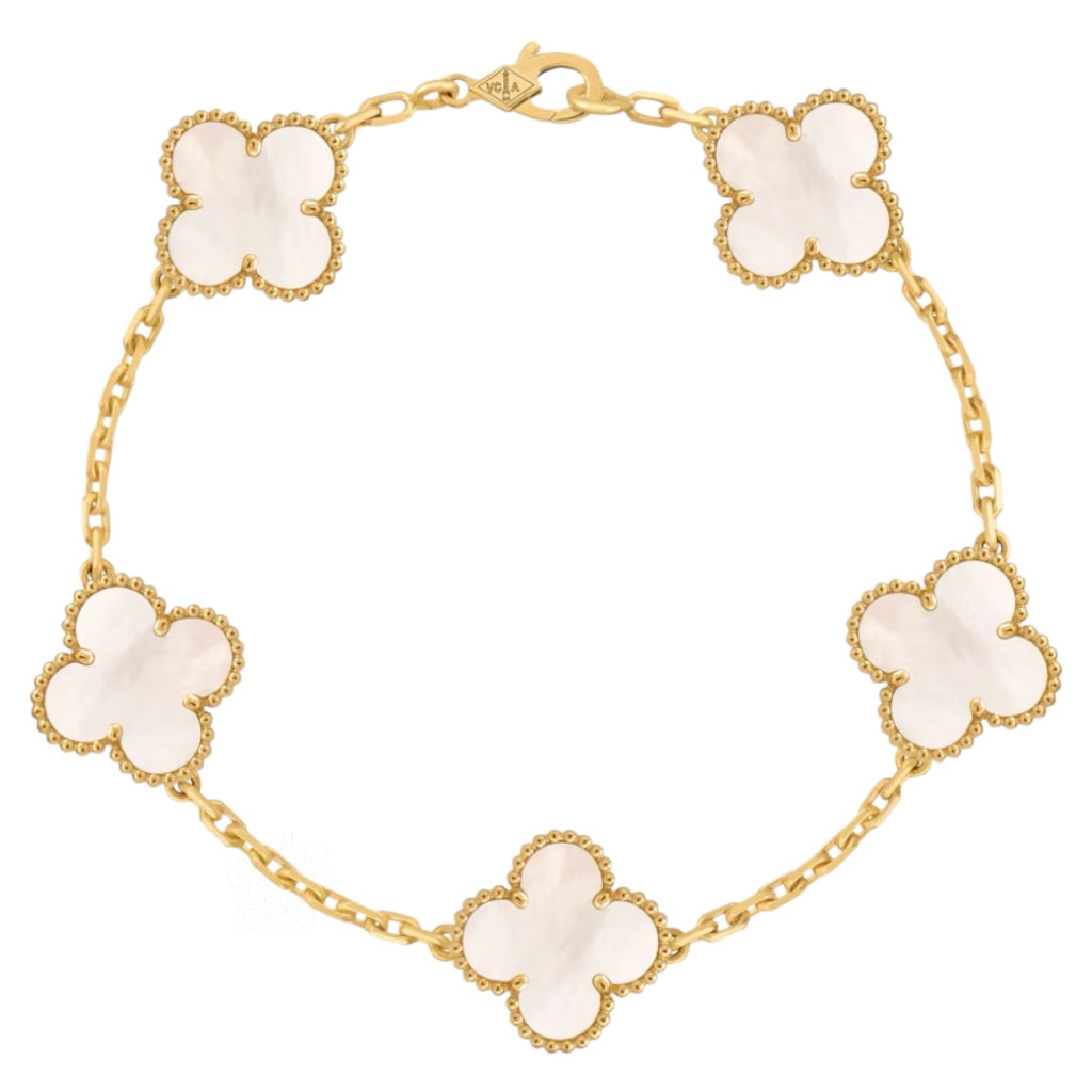 PULSERA TIPO VAN CLEEF DORADA - BLANCA
