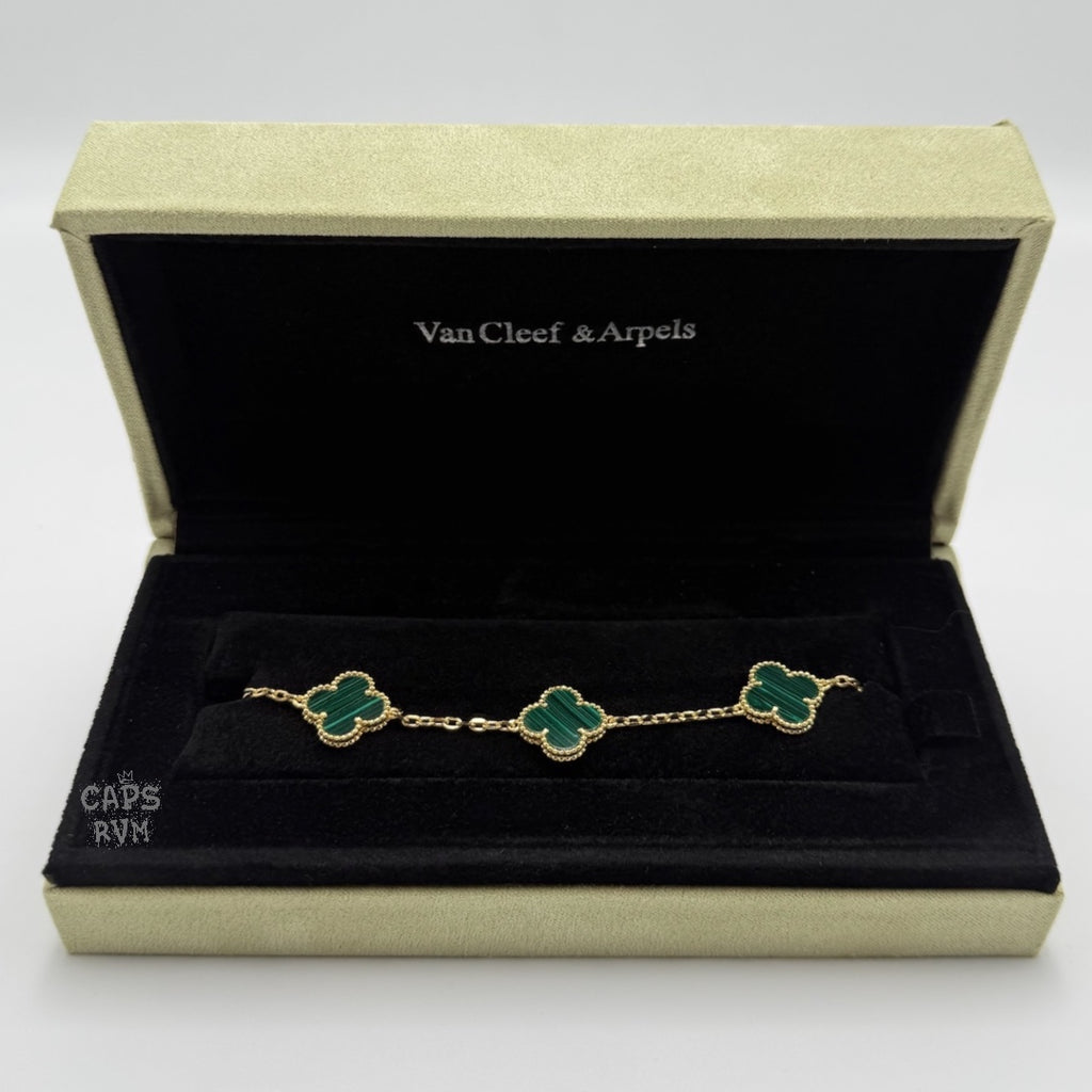 PULSERA TIPO VAN CLEEF DORADA - VERDE