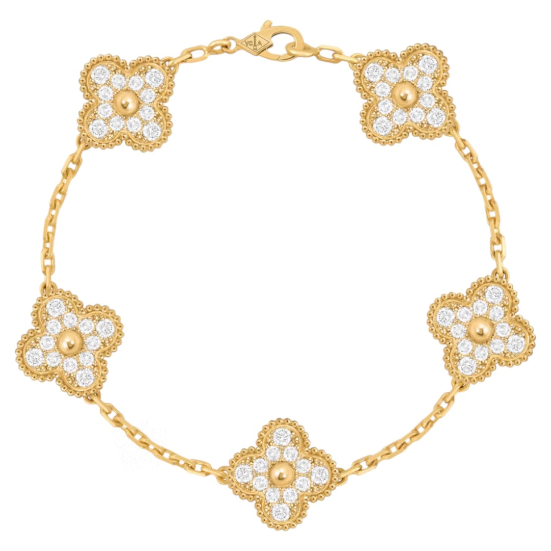 PULSERA TIPO VAN CLEEF DORADA CON CRISTALES