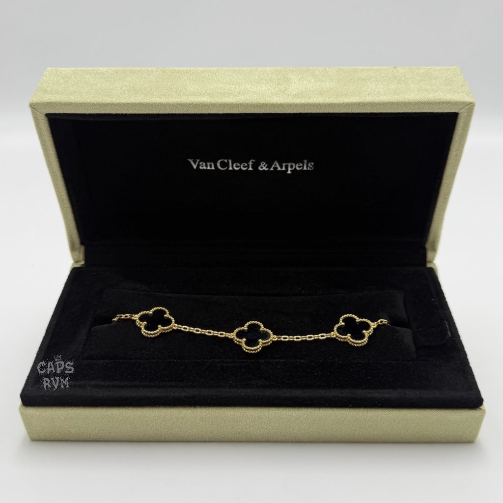 PULSERA TIPO VAN CLEEF DORADA - NEGRA