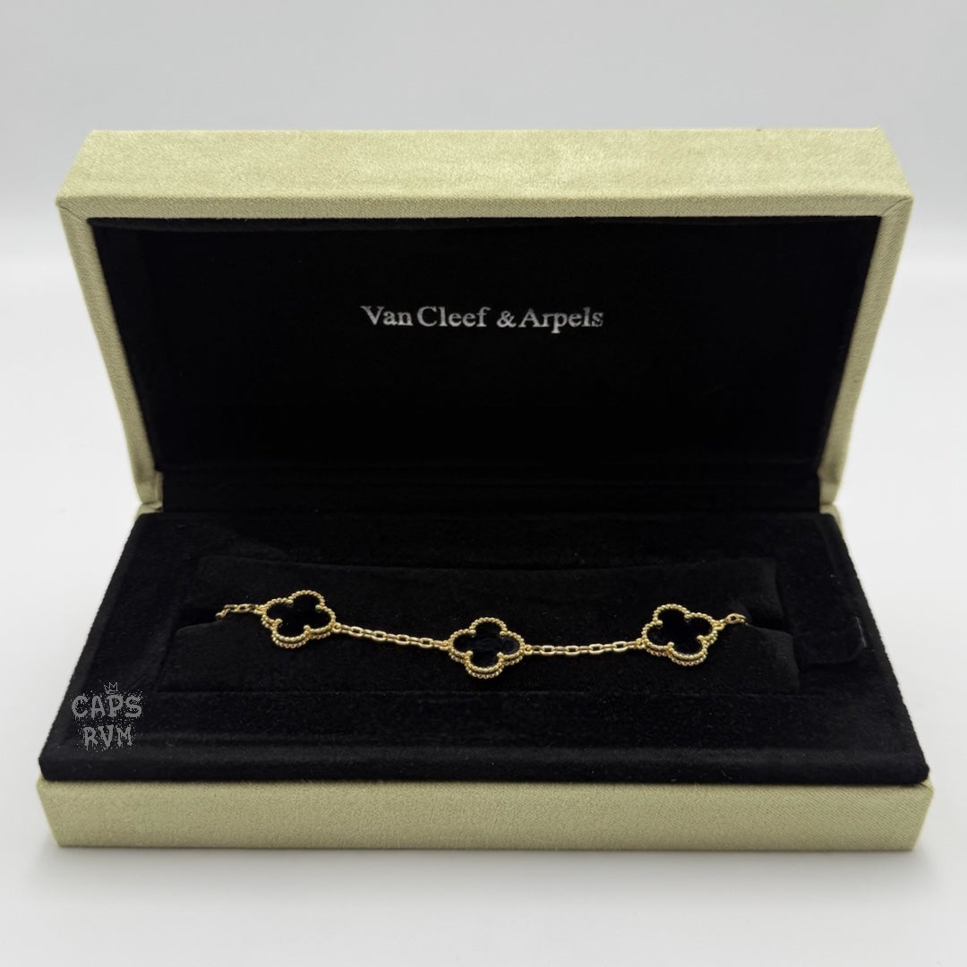 PULSERA TIPO VAN CLEEF DORADA - NEGRA